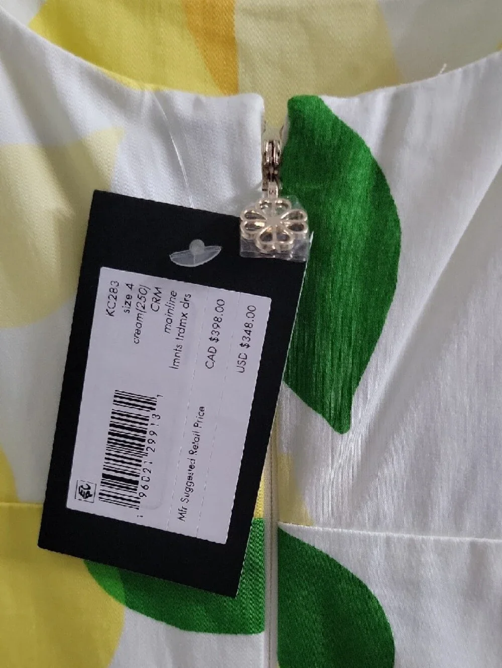 kate spade White Maxi Dress with Yellow Lemon & Green Leaf Print - Picture 3 of 6